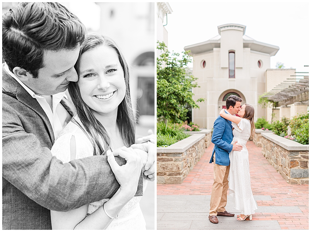Engagement session at Holy Trinity Catholic Church in Georgetown, Washington, DC by a Virginia wedding photographer.