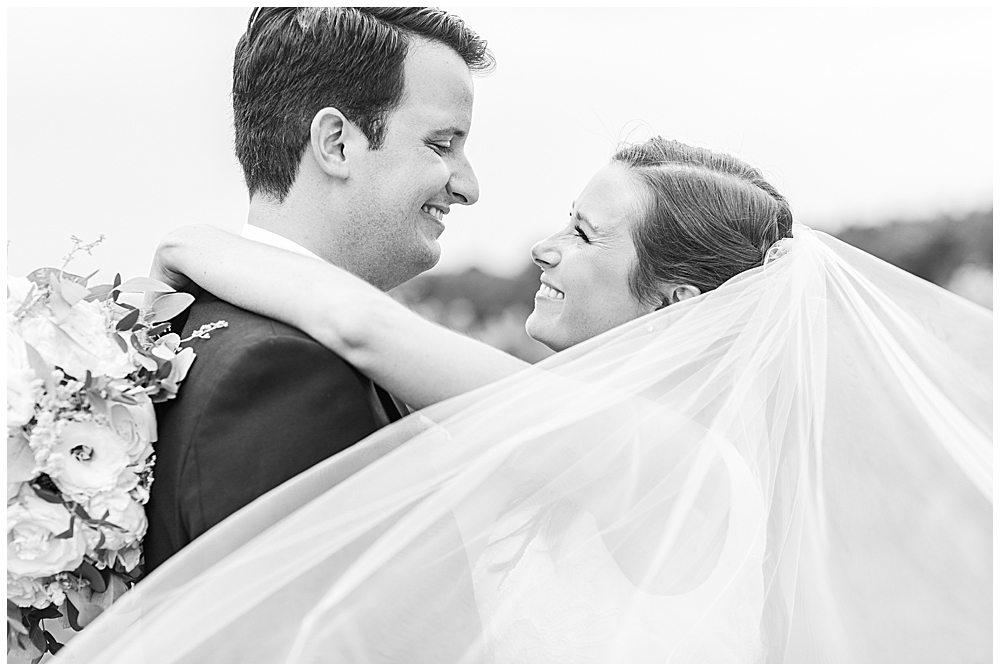 Black and white bride and groom portrait taken by a Northern Virginia wedding photographer based in Vienna, VA