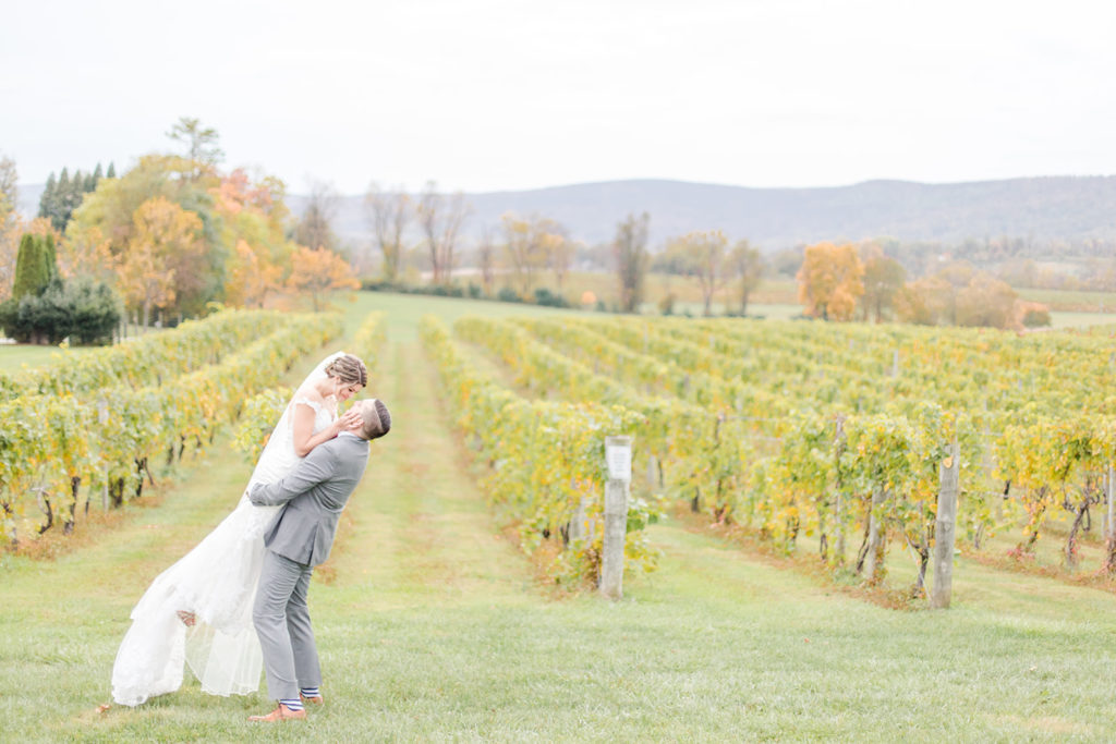 breaux vineyard, winery, grapes, vines, bride and groom portrait