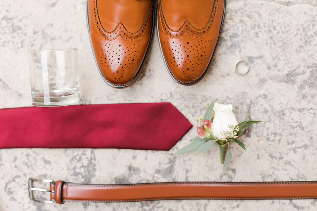 Breaux Vineyard ceremony wedding venue, groomsmen, groom details, burgundy wedding, fall wedding colors