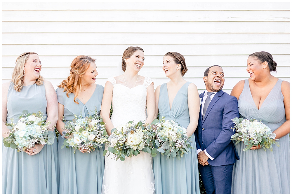 Dusty blue bridesmaid dresses inspiration for fall wedding