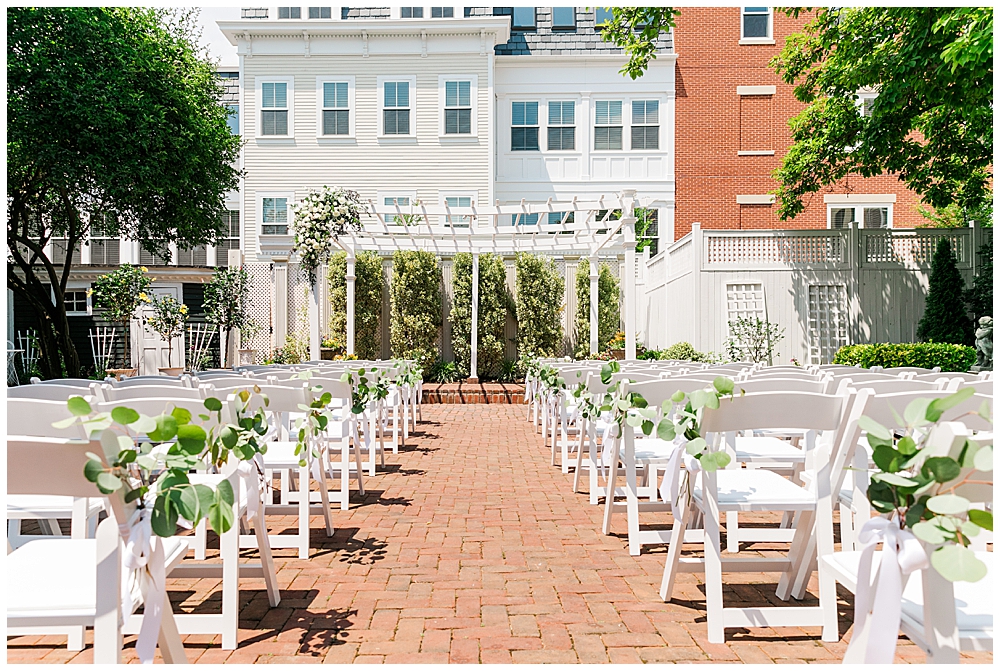 The beautiful ceremony site at The Rectory on Princess Street wedding venue in Old Town Alexandria.