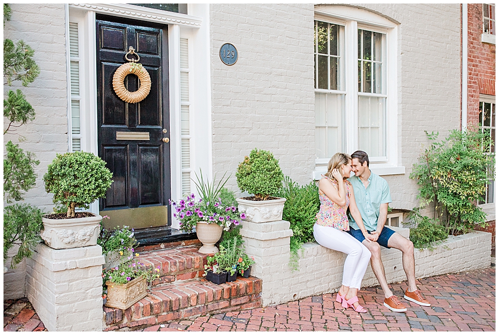Engagement photos at Wales Alley in Old Town Alexandria, Virginia and Captain's Row
