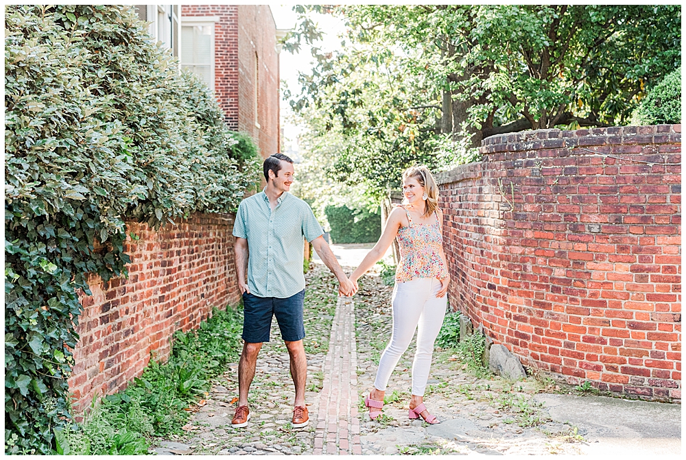 Engagement photos at Wales Alley in Old Town Alexandria, Virginia