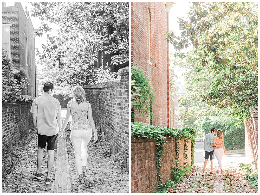 Engagement photos at Wales Alley in Old Town Alexandria, Virginia