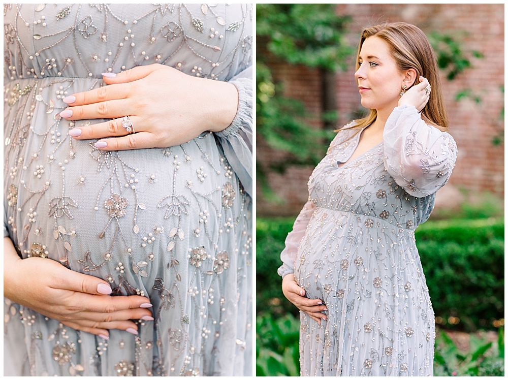 Garden maternity session in Old Town Alexandria by Virginia photographer at Carlyle House