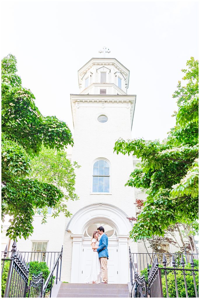 Georgetown engagement session by a DMV Wedding Photographer at Holy Trinity Catholic Church