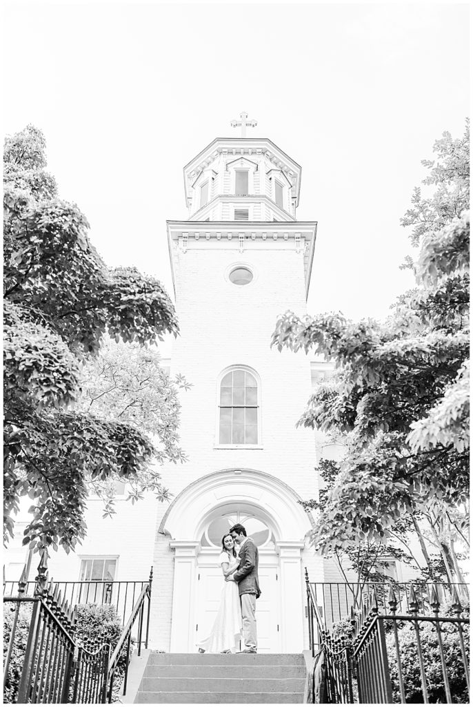 Georgetown engagement session by a DMV Wedding Photographer at Holy Trinity Catholic Church