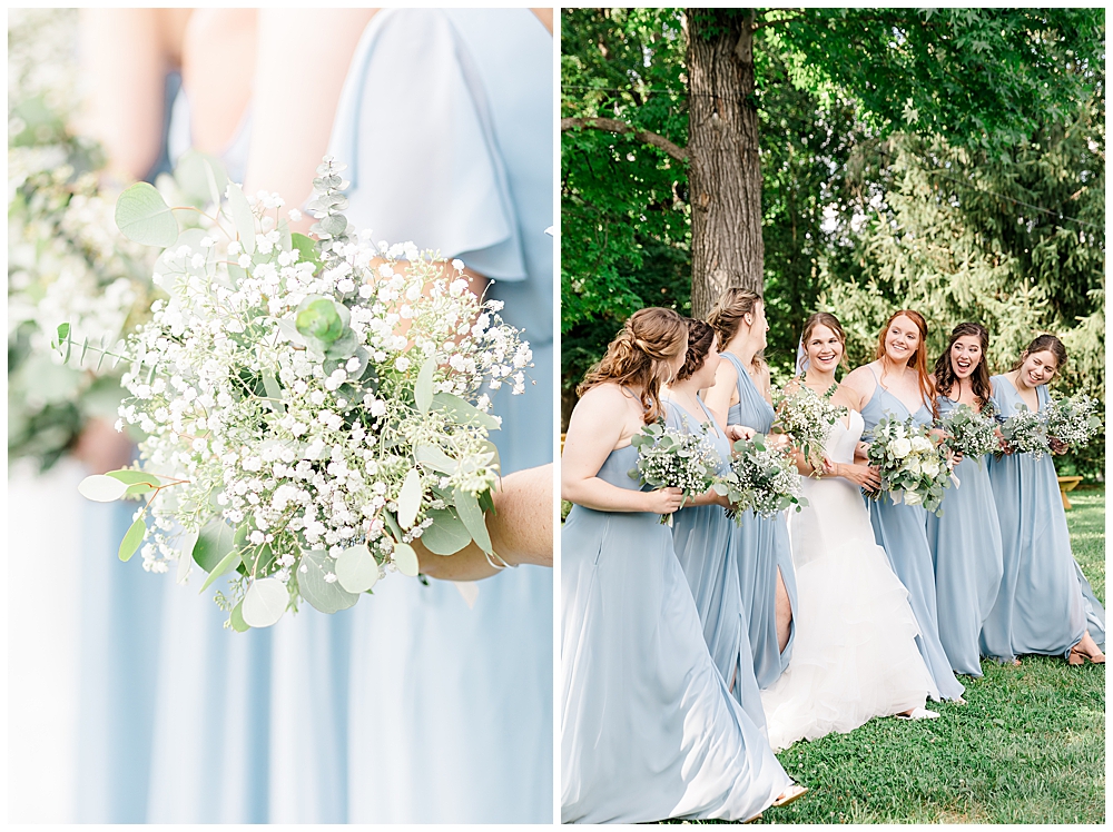 Whitehall Estate wedding | dusty blue bridesmaid dresses | baby's breath bridesmaid bouquets | Virginia mansion weddings | Loudon County wedding photographer