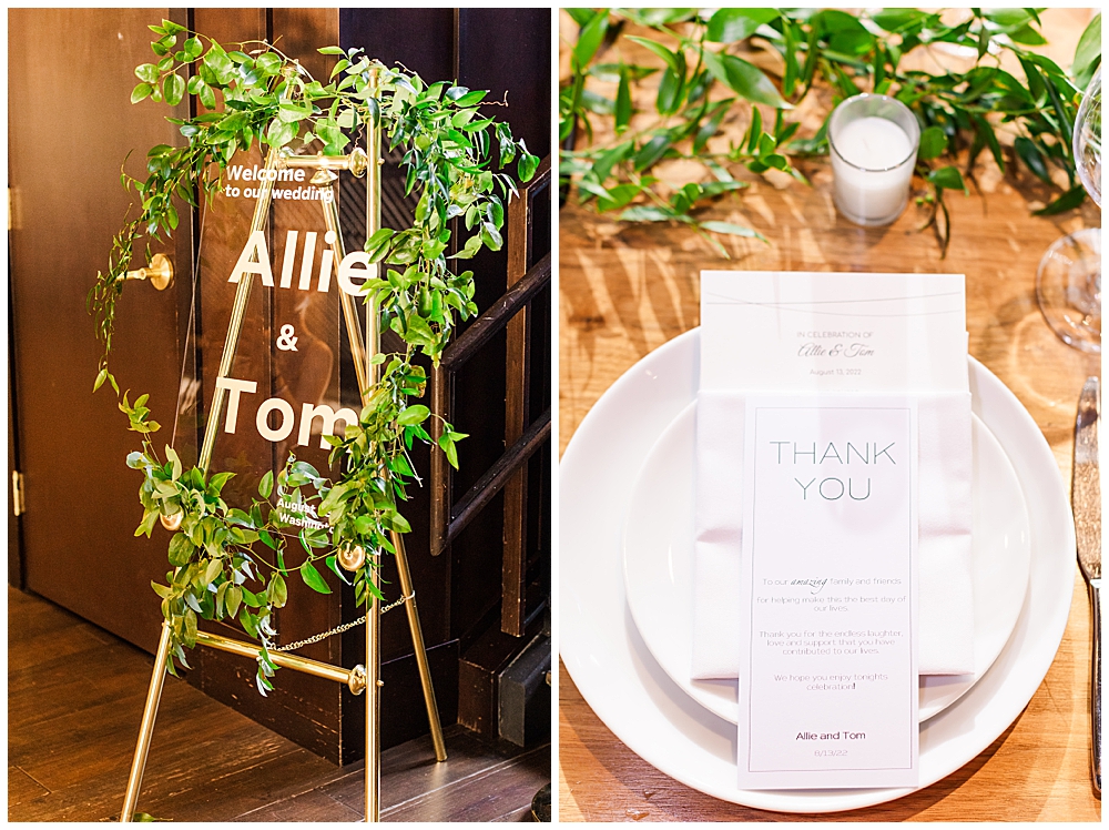 Simple, elegant ivory and green wedding reception decor at District Winery by a Washington, D.C. wedding photographer.