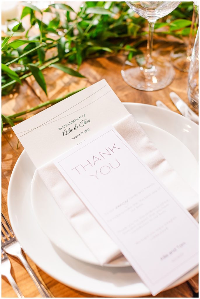 Simple, elegant ivory and green wedding reception decor at District Winery by a Washington, D.C. wedding photographer.