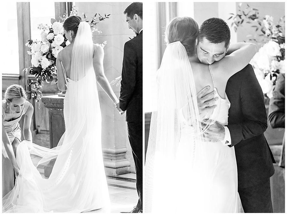 John and Lindsey's modern wedding ceremony was perfectly captured in black and white photos. They said "I do" at Main Street Station in downtown Richmond, VA.

I'm Emily, a Northern VA and Richmond wedding photographer based in Vienna, VA near Washington, D.C. If you're looking for a wedding photographer who will help you craft a custom wedding day timeline, take great care to capture every memory as it happens, and hype you up with easy posing prompts, visit my website to inquire!