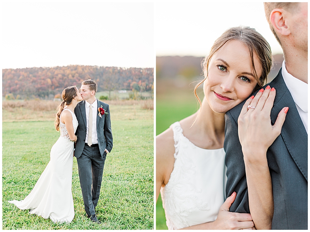 Golden hour sunset portraits at Morgan and Jackie's October Fox Meadow Barn wedding in Winchester, VA | Photos by Northern Virginia wedding photographer, Emily Nicole Photography