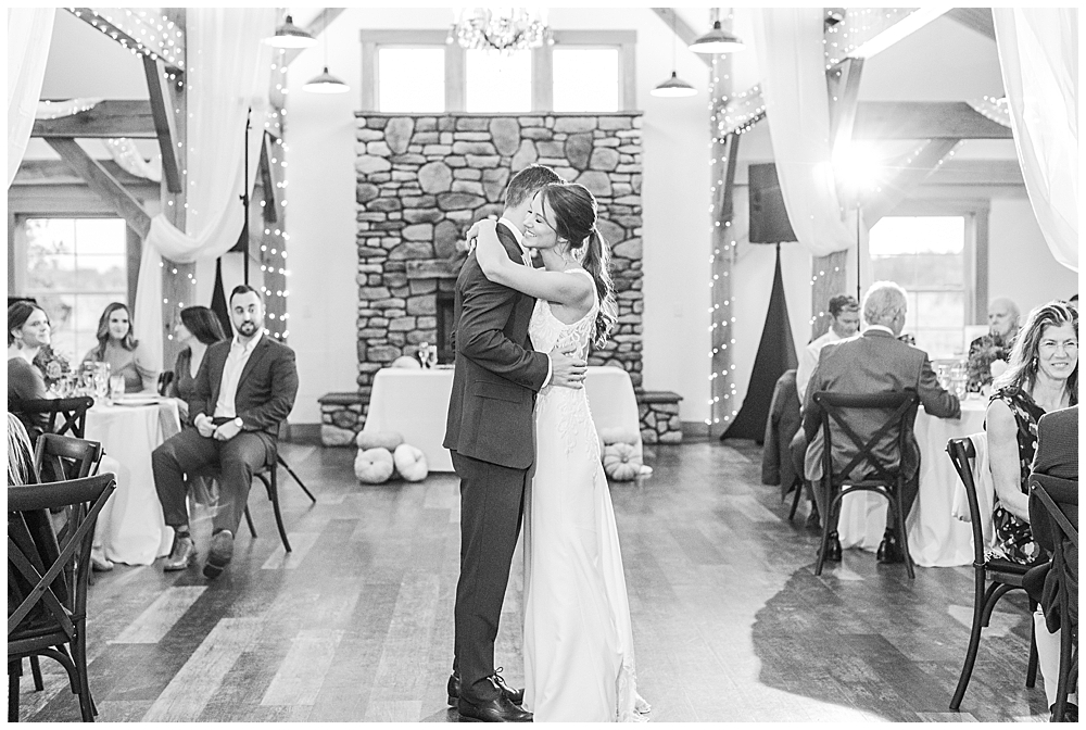 Morgan and Jackie share a sweet First Dance at their wedding at Fox Meadow Barn in Winchester, Virginia.