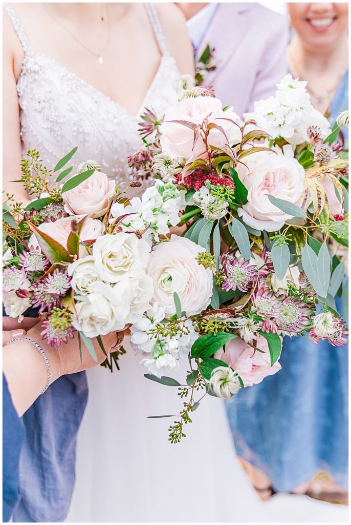 Pale pink and French blue wedding colors | Bridal bouquet | Richmond wedding photographer