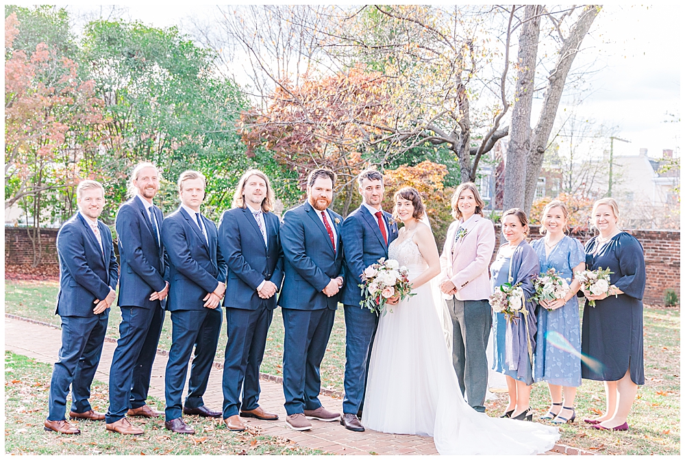 Mixed bridal party attire inspiration | Winter wedding colors | Branch museum wedding | Richmond wedding photographer
