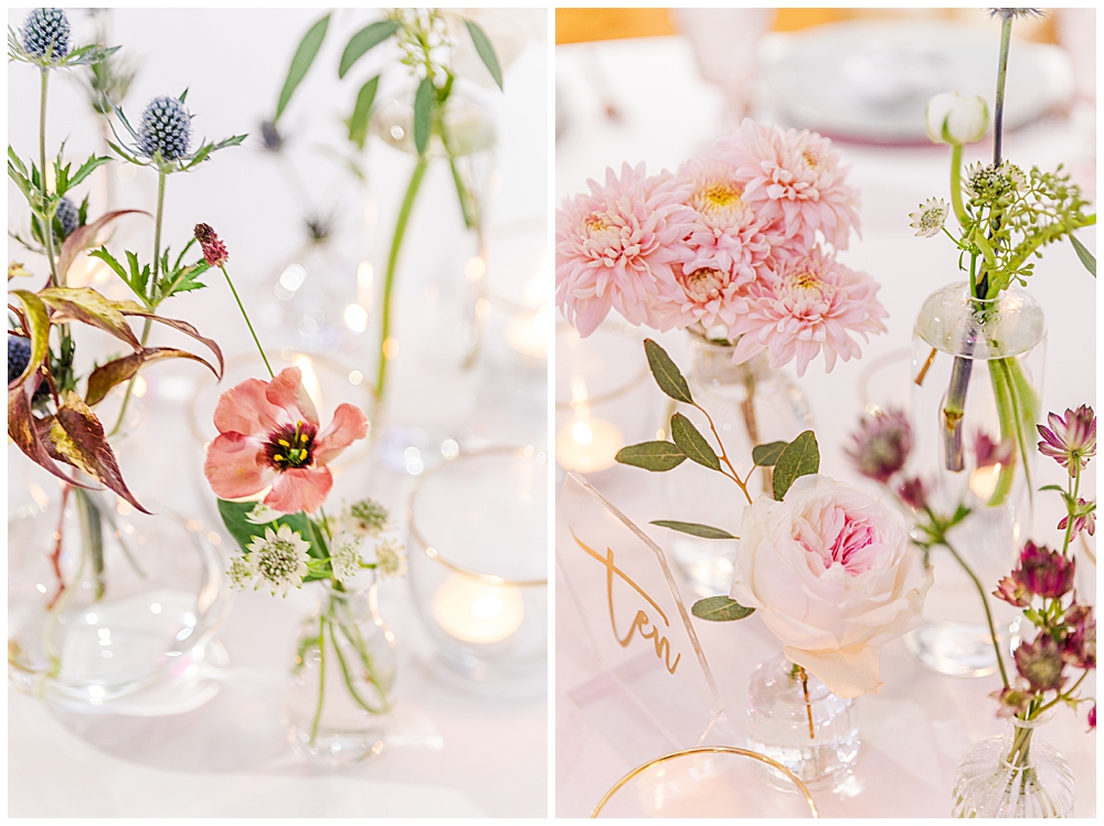 Simple bud vases for wedding centerpieces | Richmond Wedding Photographer