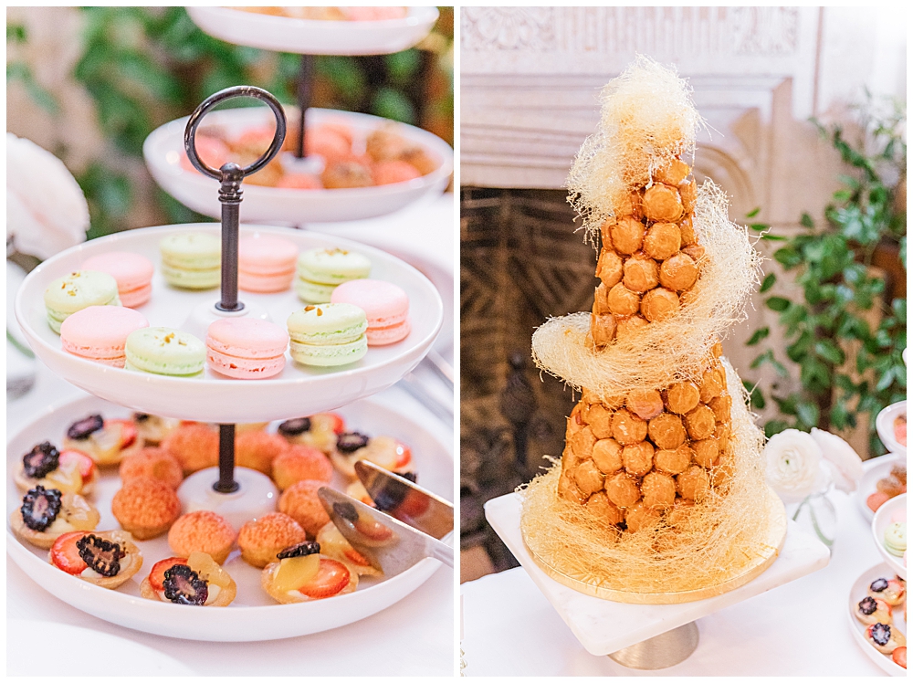 Wedding cake alternatives | Croquembouche and macarons | RVA wedding photographer