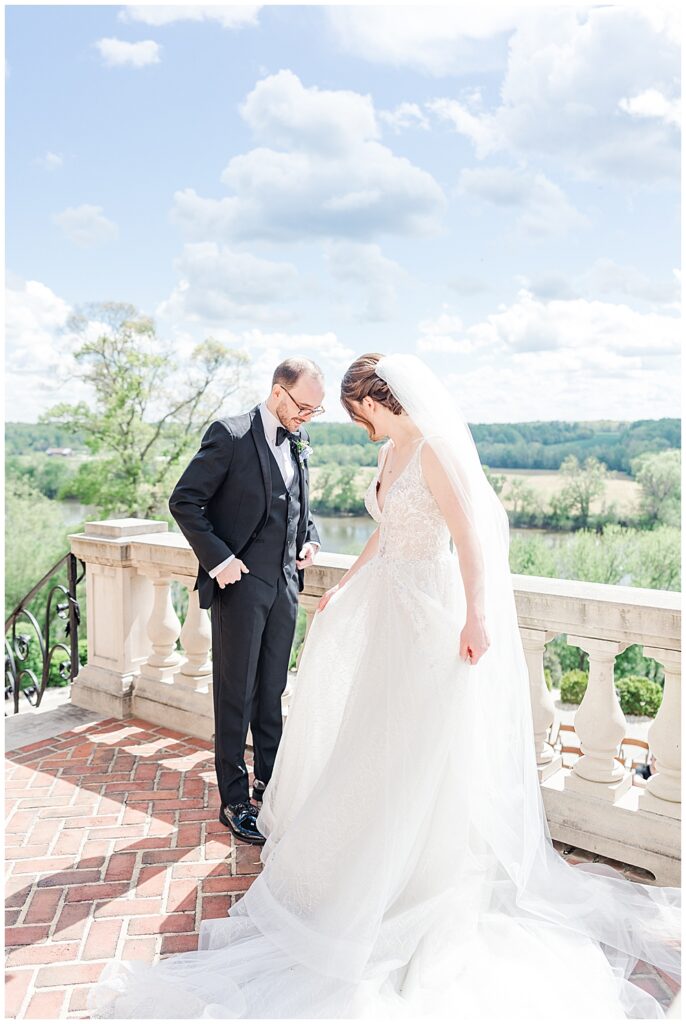 Bride and Groom's First Look at Estate at River Run wedding | Richmond VA Wedding Photographer