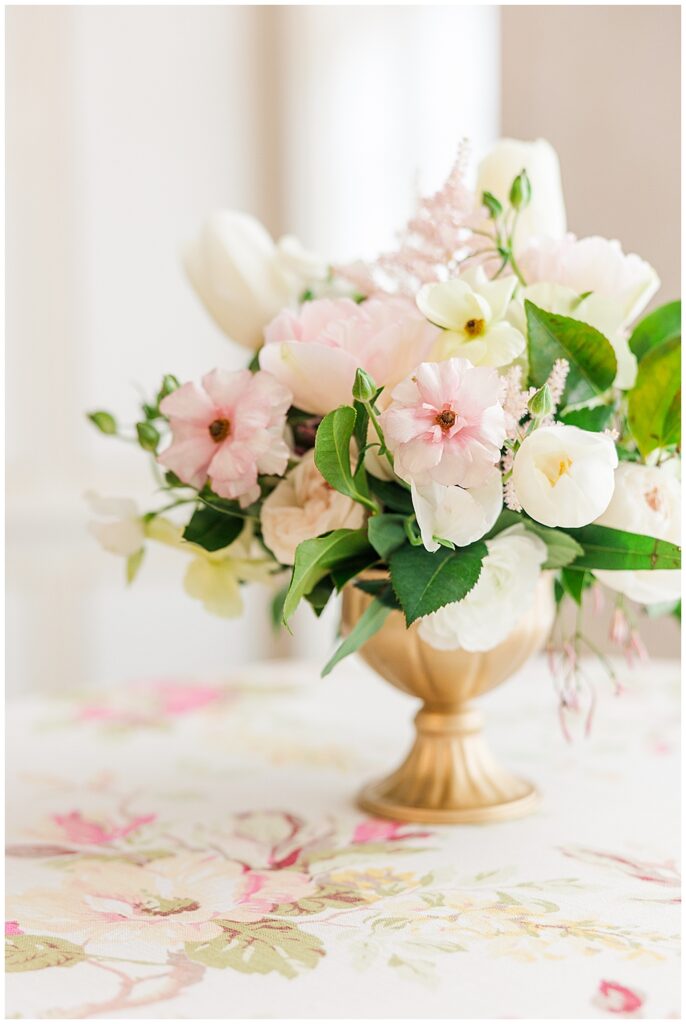 Pink pastel reception floral centerpieces inspiration for wedding | Virginia wedding photography