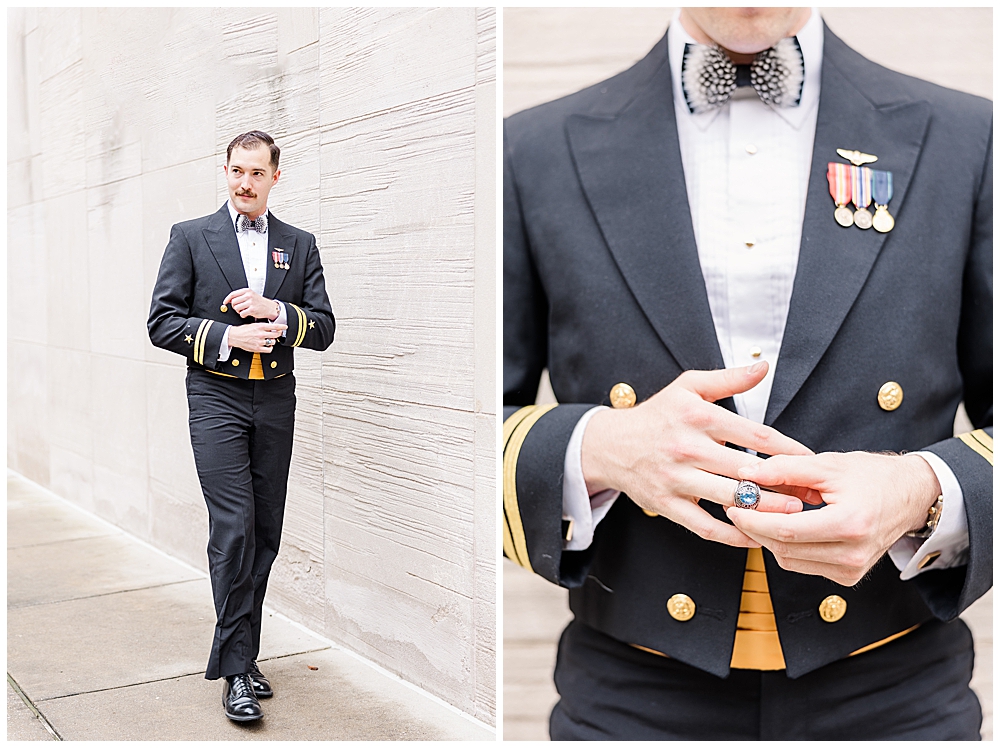 Navy servicemember groom getting ready on wedding day | D.C. wedding photographer