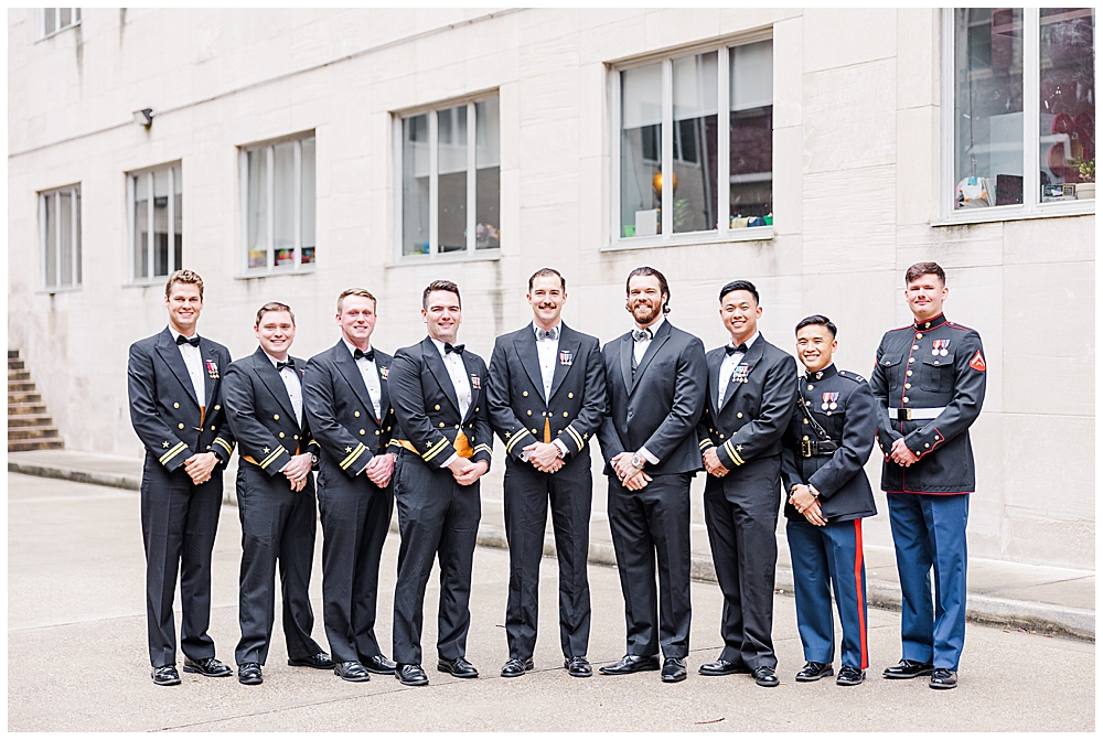 Navy servicemember groom and groomsmen | D.C. wedding photographer