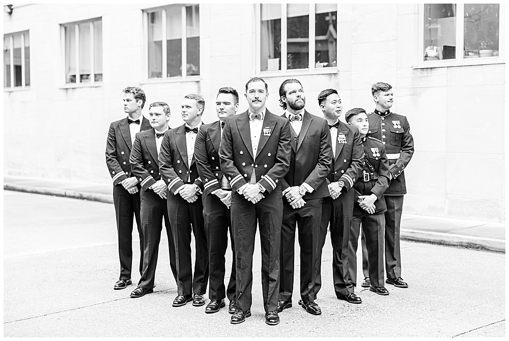 Navy and Marine servicemember groomsmen photo | D.C. wedding photographer