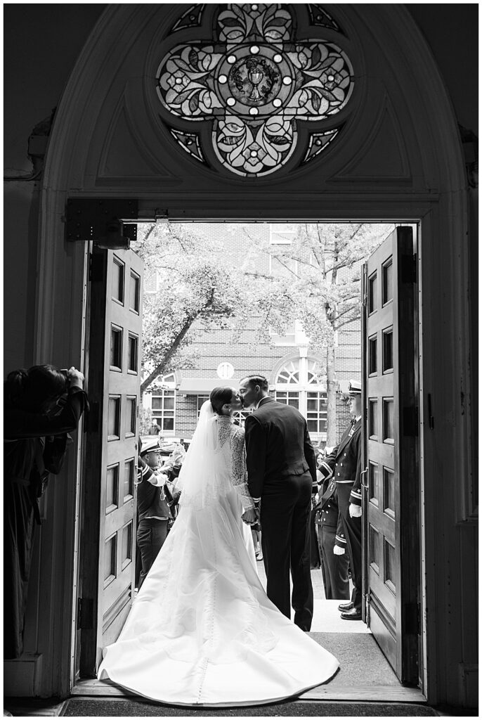 Catholic wedding ceremony and military sword arch send-off | D.C. wedding photographer