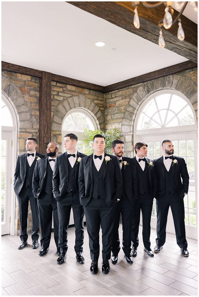 Black tie groomsmen style for Evergreen Country Club wedding | Northern VA Wedding Photographer