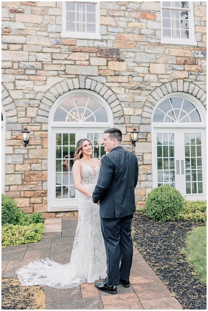 Bride and Groom first look at Evergreen Country Club wedding | Northern VA Wedding Photographer | Haymarket wedding venues