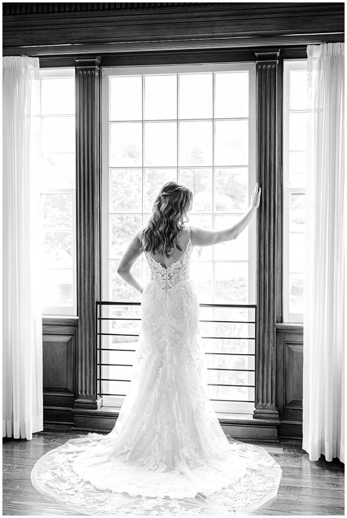 Indoor silhouette bridal portrait at Evergreen Country Club wedding | Northern VA Wedding Photographer
