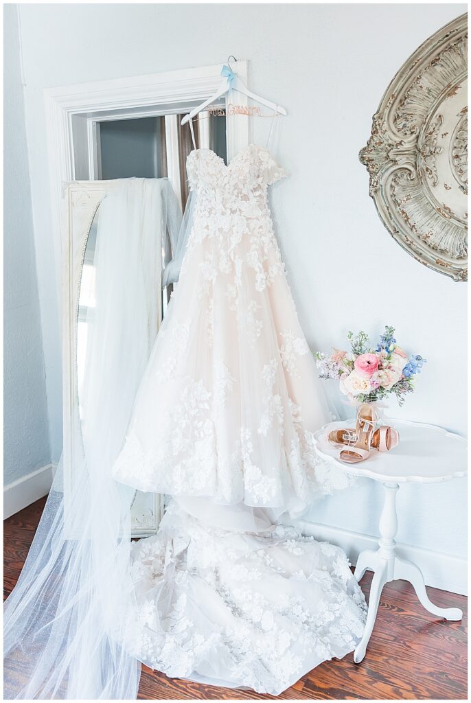 Princess lace ballgown and monarch-length veil | Fairytale-themed Historic Mankin Mansion wedding in June | Richmond wedding photographer