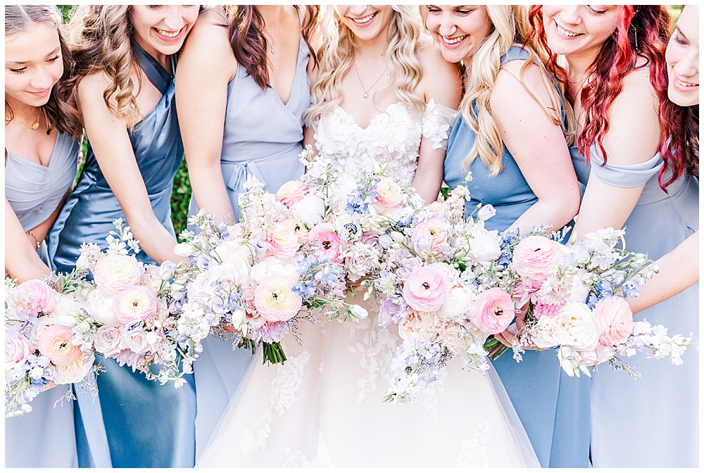 Bridesmaid inspiration for pastel blue and pink wedding | Fairytale-themed Historic Mankin Mansion wedding in June | Richmond wedding photographer