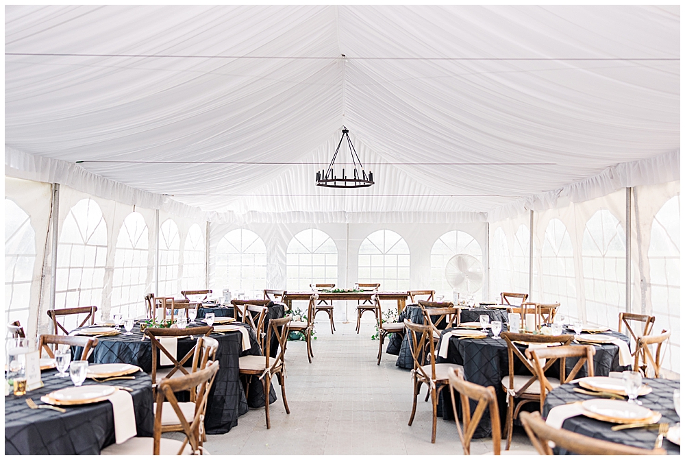 Modern Tent Reception Layout for Small Wedding | Northern VA Wedding Photographer