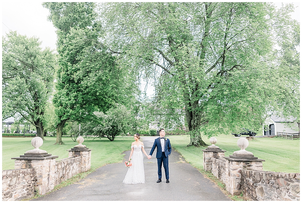 Bride and groom portrait on overcast wedding day at The Manor at Airmont wedding | Virginia Estate Wedding Venues | Northern VA Wedding Photographer