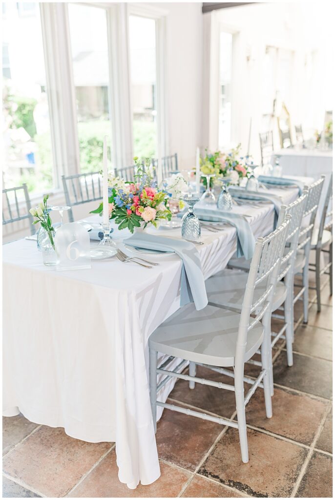 Indoor reception setup for spring pastel wedding | Virginia Estate Wedding Venues | Northern VA Wedding Photographer